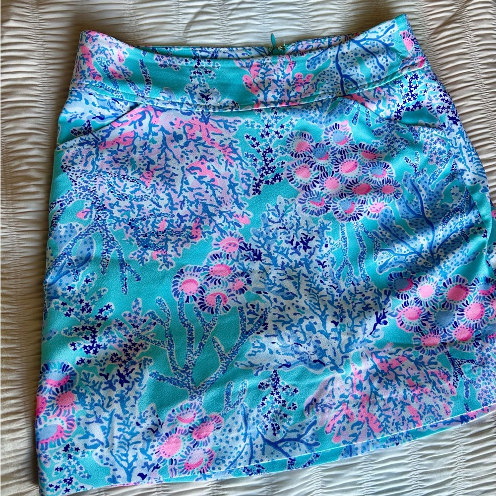 Aqua Floral Print Women's Skirt